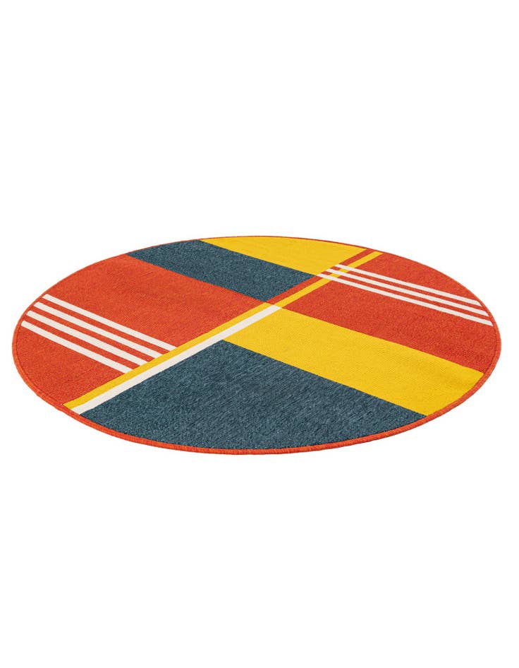 Detail image of 4' x 4'  Washable Modern Indoor / Outdoor Round Rug