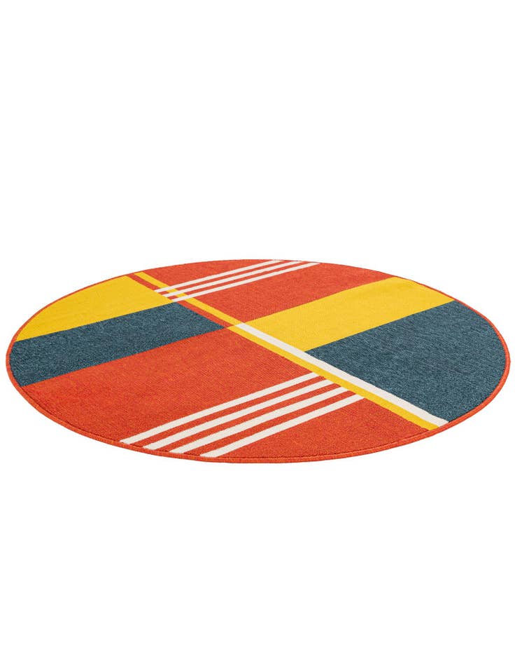 Detail image of 4' x 4'  Washable Modern Indoor / Outdoor Round Rug