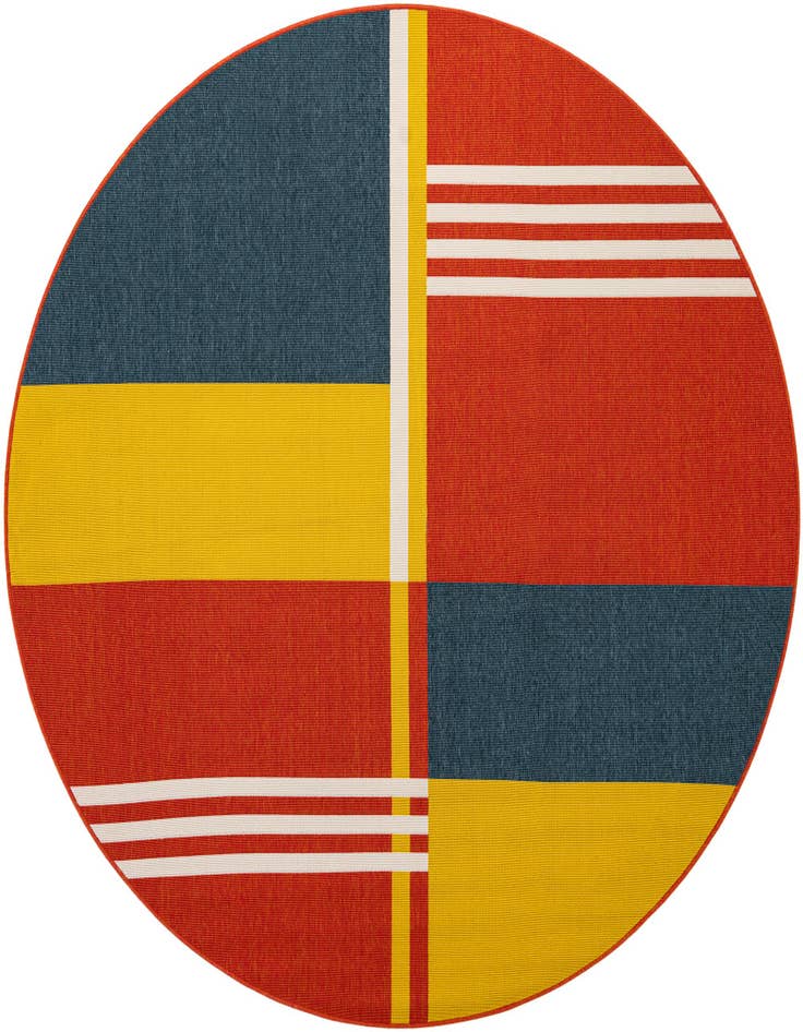 Detail image of 7' 10 x 7' 10 Easy-Clean Modern Indoor / Outdoor Round Rug