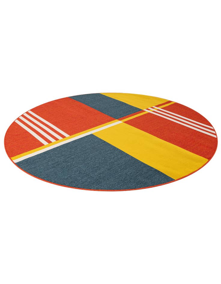 Detail image of 7' 10 x 7' 10 Easy-Clean Modern Indoor / Outdoor Round Rug
