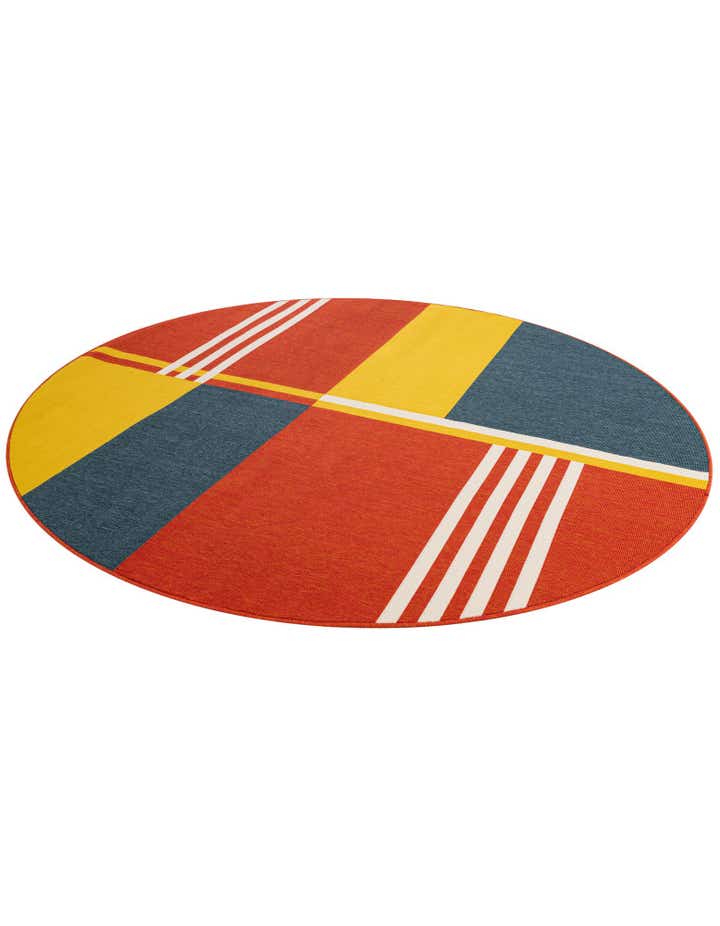 7' 10 x 7' 10 Easy-Clean Modern Indoor / Outdoor Round Rug