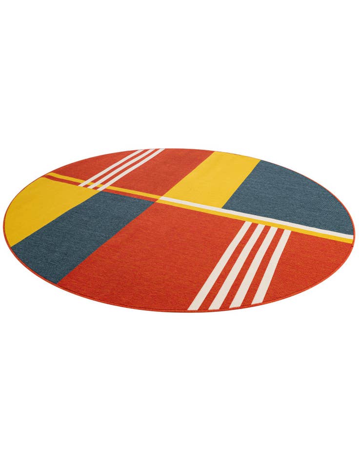 Detail image of 7' 10 x 7' 10 Easy-Clean Modern Indoor / Outdoor Round Rug
