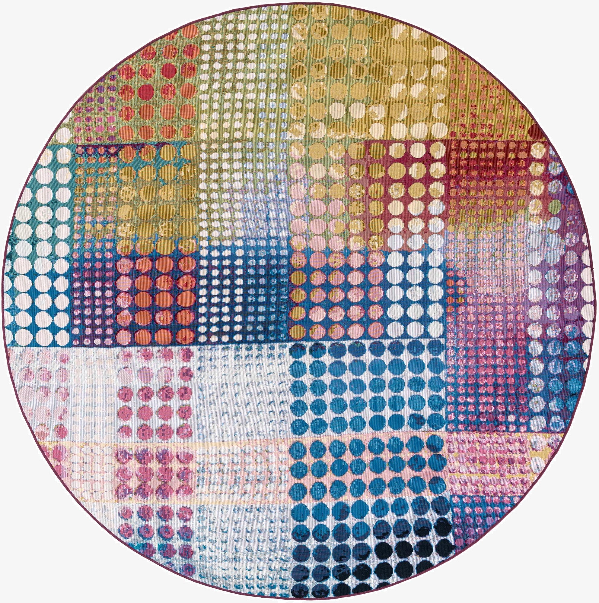 8' x 8'  Washable Modern Indoor / Outdoor Round Rug