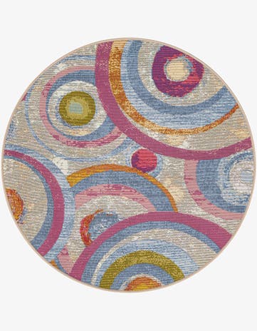 Easy-Clean Modern Indoor / Outdoor Round Rug