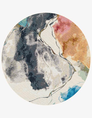 5' 3 x 5' 3 Easy-Clean Modern Indoor / Outdoor Round Rug