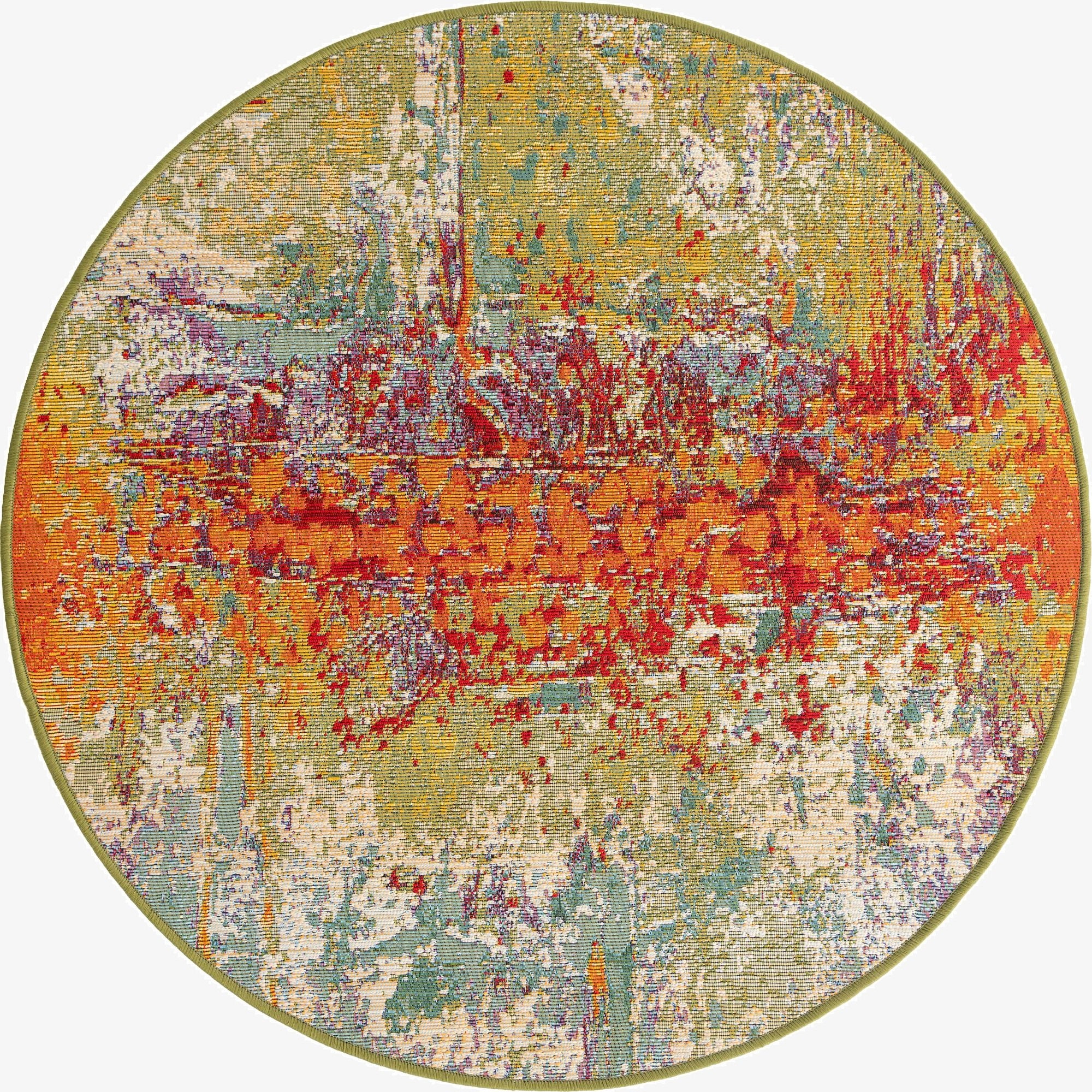 3' 3 x 3' 3  Washable Modern Indoor / Outdoor Round Rug