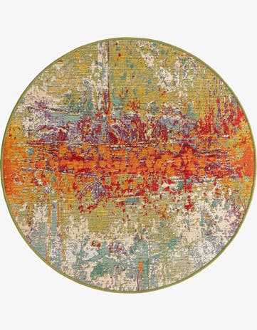 3' 3 x 3' 3 Easy-Clean Modern Indoor / Outdoor Round Rug