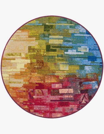 3' x 3' Easy-Clean Modern Indoor / Outdoor Round Rug