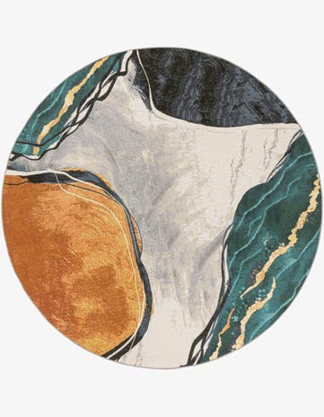 7' 10 x 7' 10 Easy-Clean Modern Indoor / Outdoor Round Rug