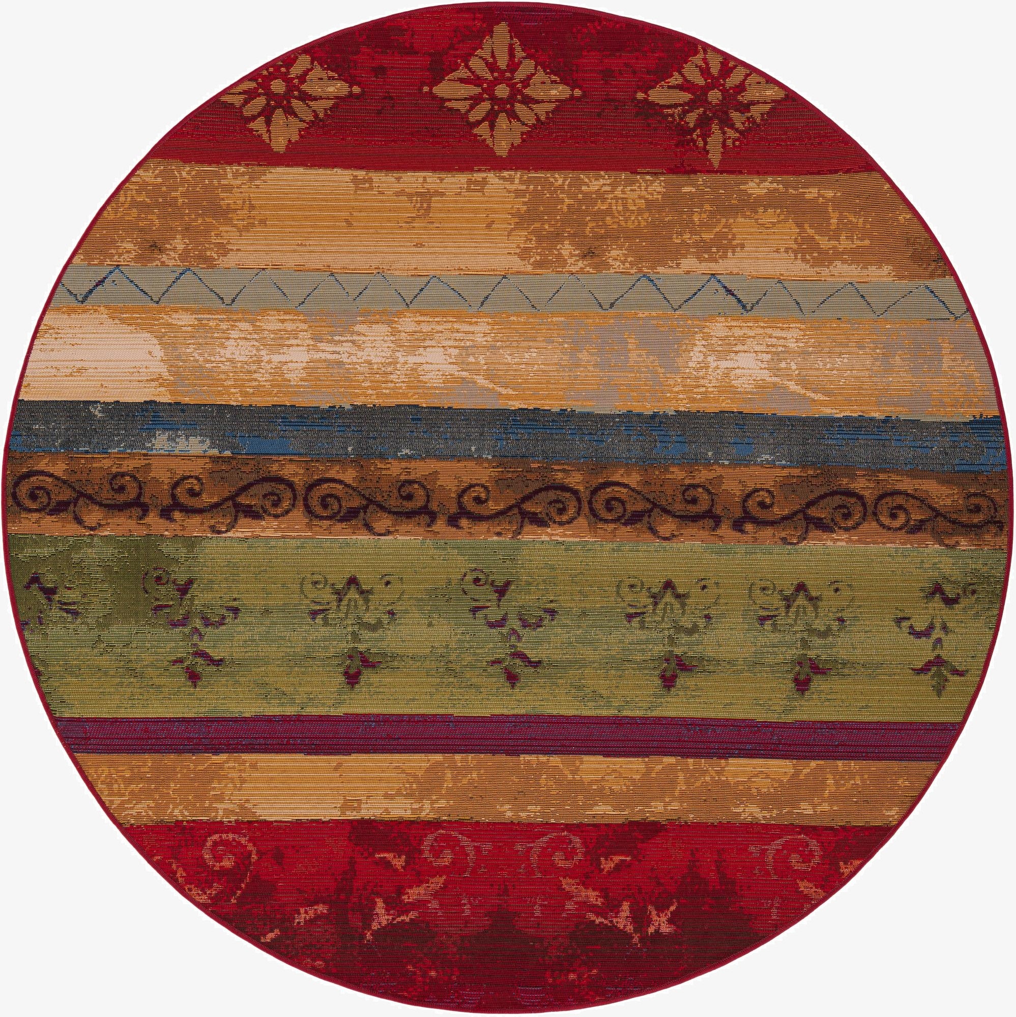 6' x 6'  Washable Modern Indoor / Outdoor Round Rug