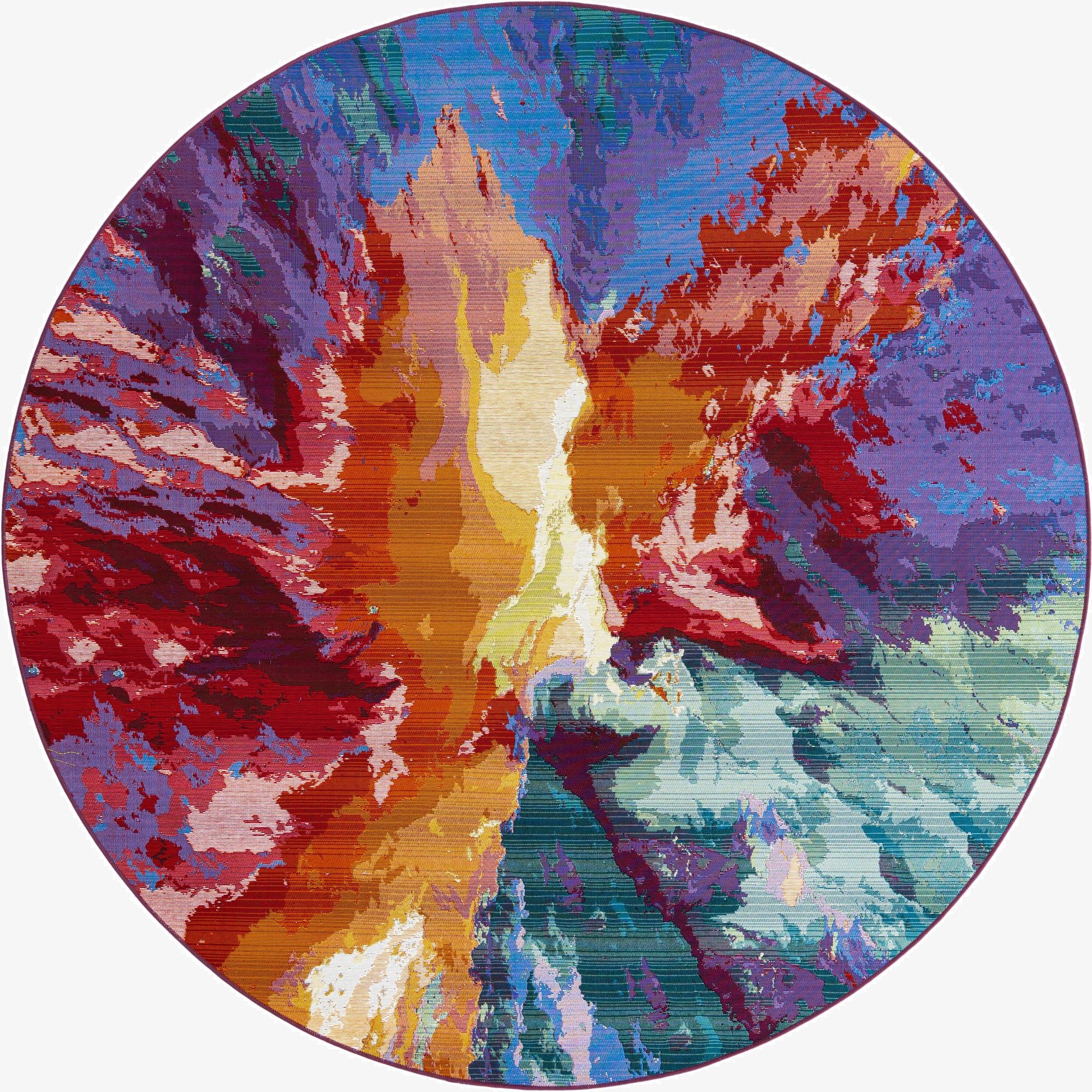 7' 10 x 7' 10  Washable Modern Indoor / Outdoor Round Rug