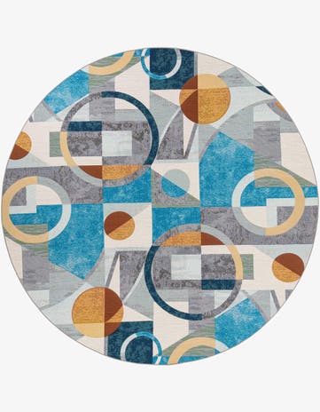 10' x 10' Easy-Clean Modern Indoor / Outdoor Round Rug