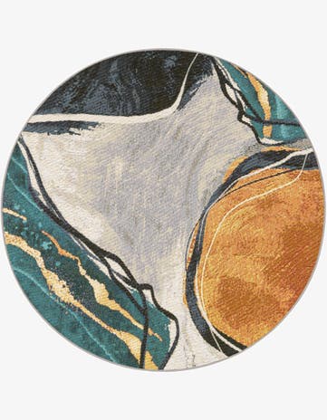 4' 1 x 4' 1 Easy-Clean Modern Indoor / Outdoor Round Rug