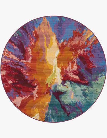 5' x 5' Easy-Clean Modern Indoor / Outdoor Round Rug