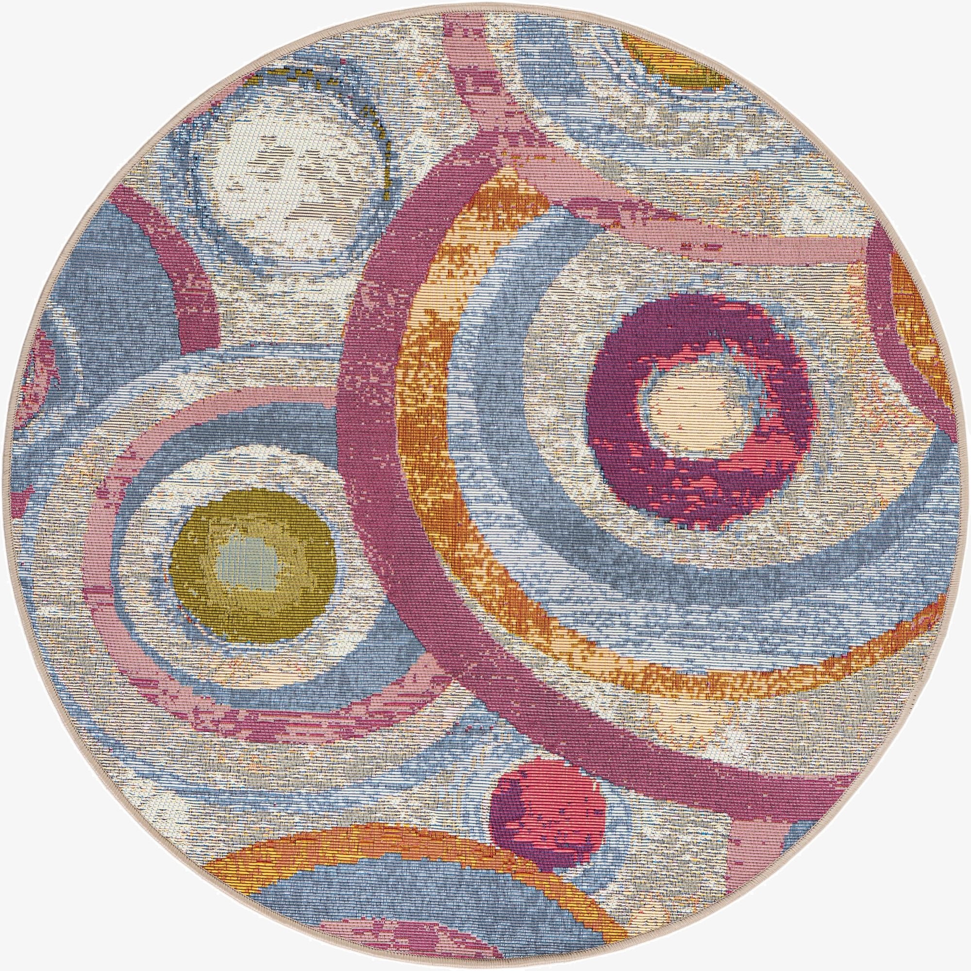 3' x 3'  Washable Modern Indoor / Outdoor Round Rug