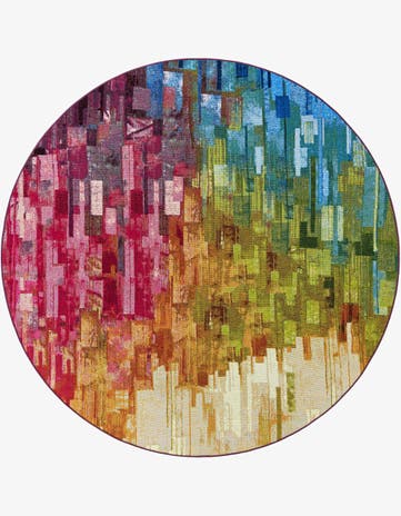 8' x 8' Easy-Clean Modern Indoor / Outdoor Round Rug