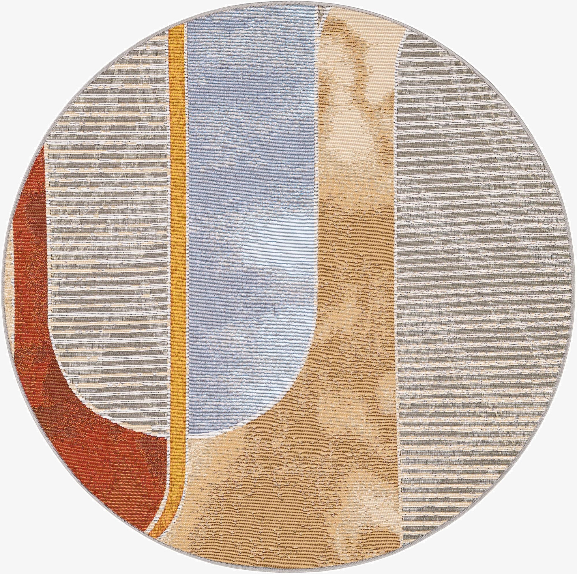 4' 1 x 4' 1  Washable Modern Indoor / Outdoor Round Rug