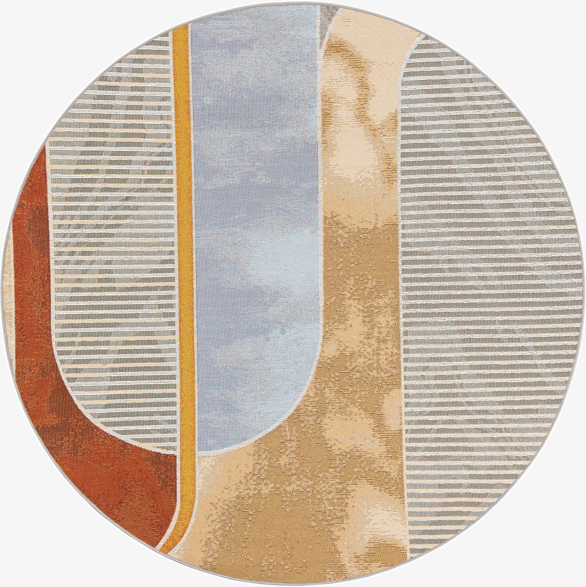 5' 3 x 5' 3  Washable Modern Indoor / Outdoor Round Rug