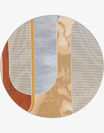 5' 3 x 5' 3 Easy-Clean Modern Indoor / Outdoor Round Rug