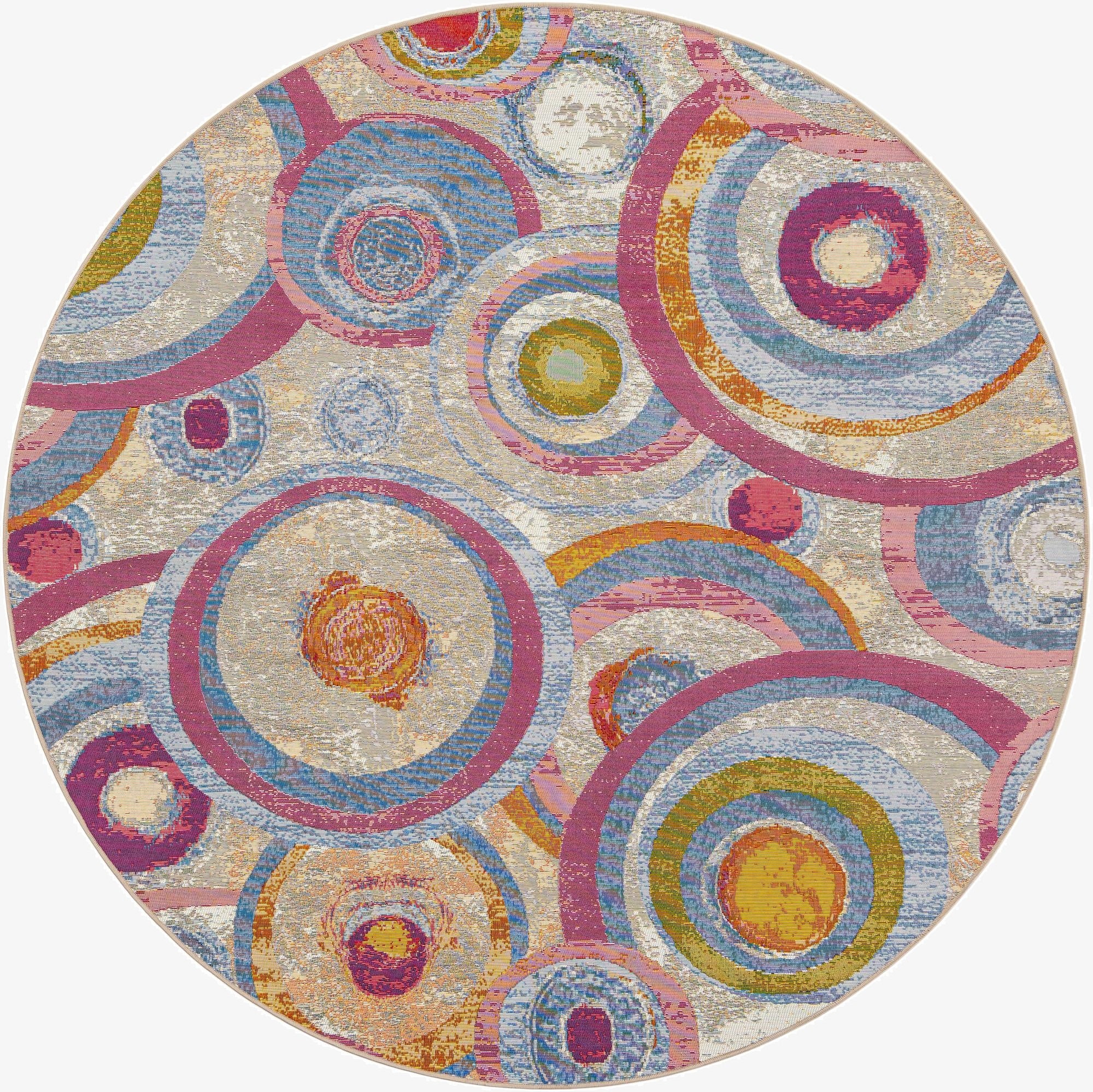 7' 10 x 7' 10  Washable Modern Indoor / Outdoor Round Rug