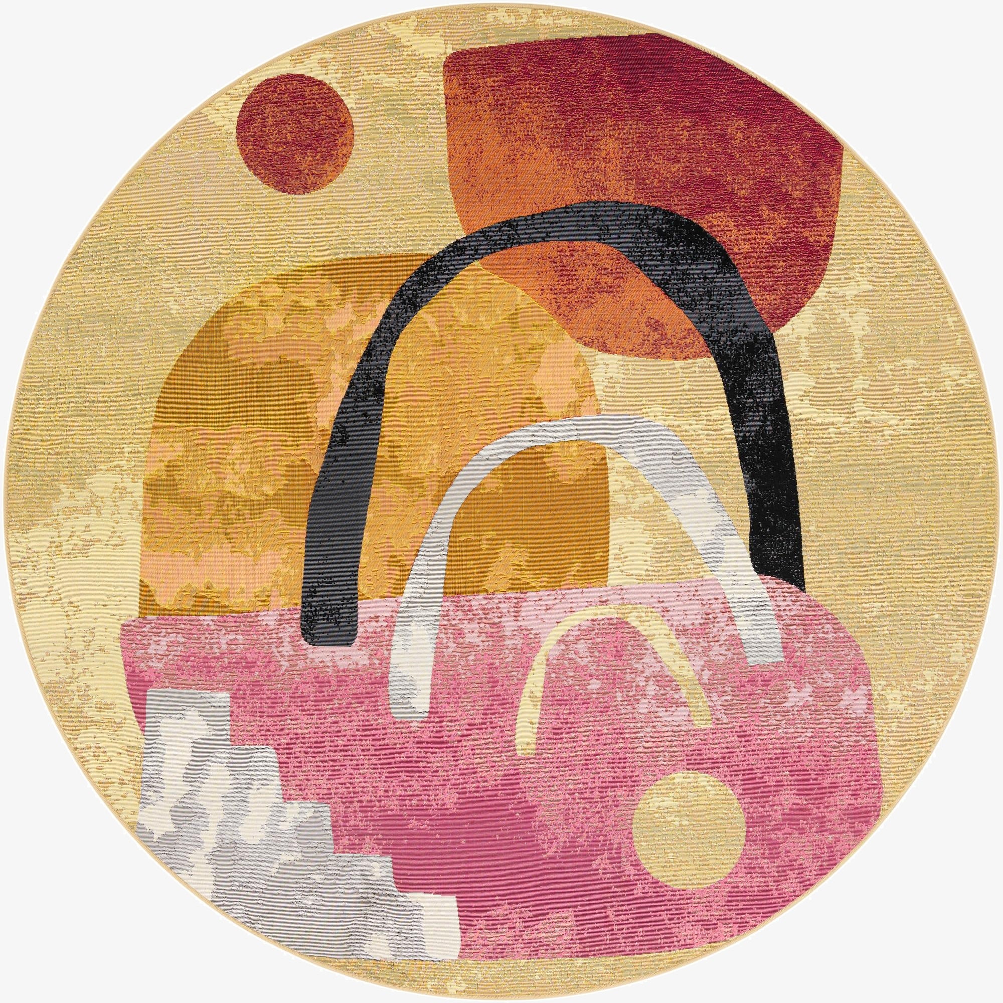 7' 10 x 7' 10  Washable Modern Indoor / Outdoor Round Rug