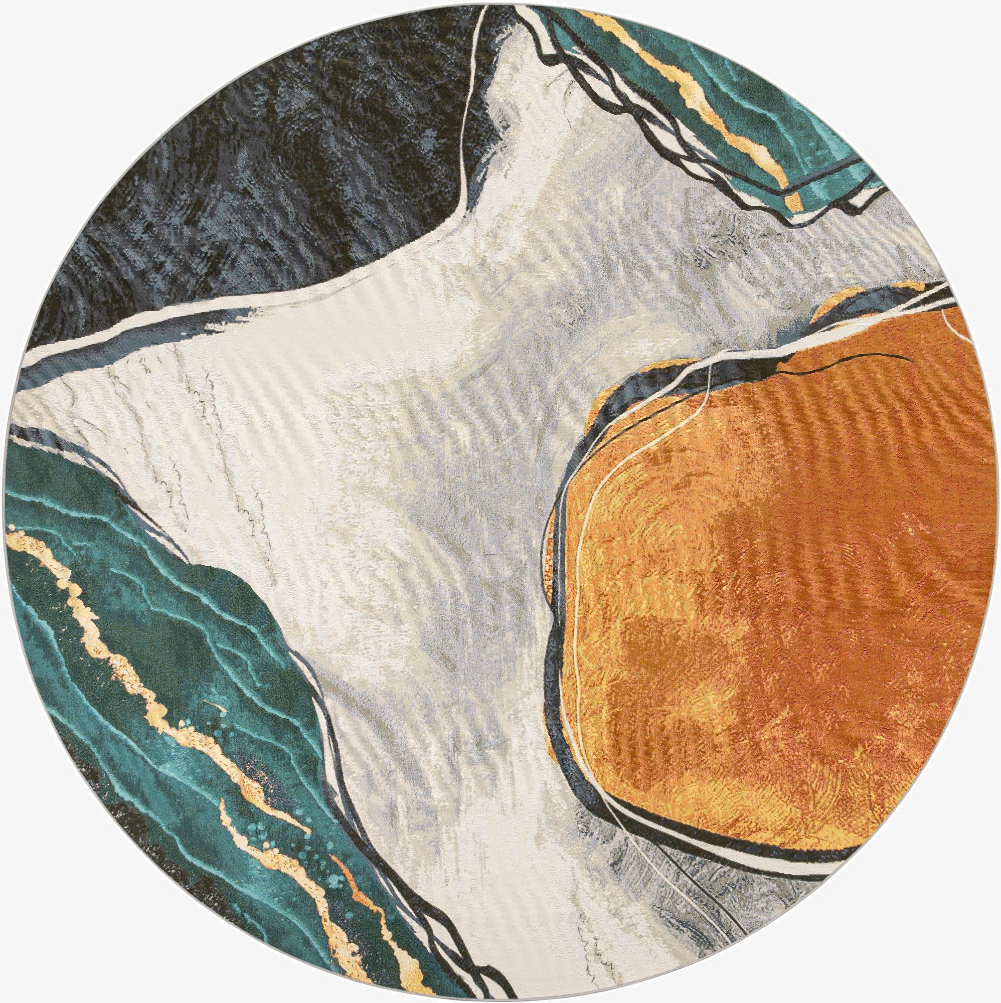 10' x 10'  Washable Modern Indoor / Outdoor Round Rug