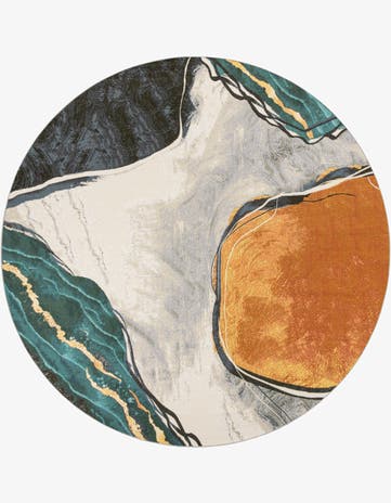 10' x 10' Easy-Clean Modern Indoor / Outdoor Round Rug