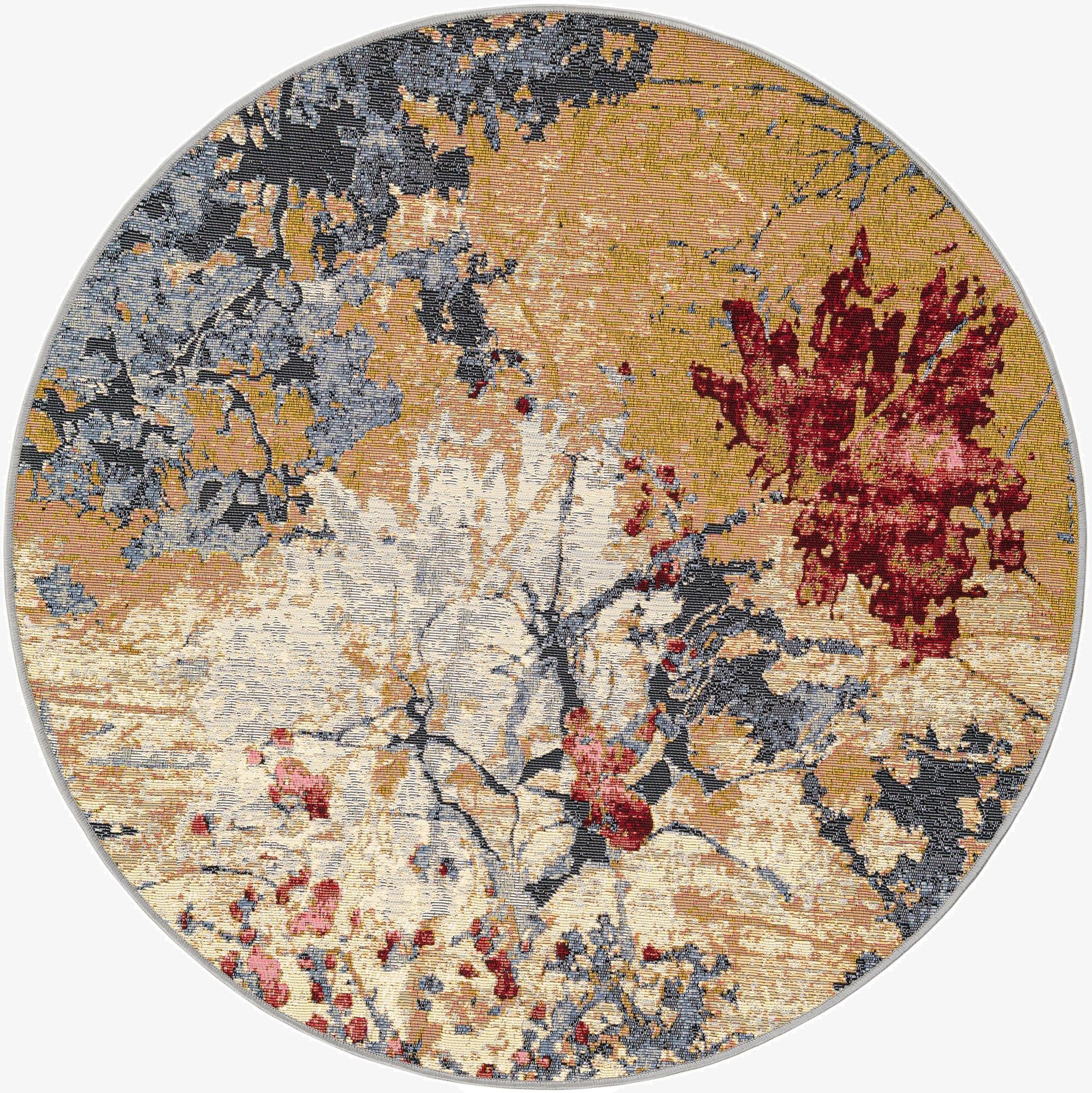 4' x 4'  Washable Modern Indoor / Outdoor Round Rug