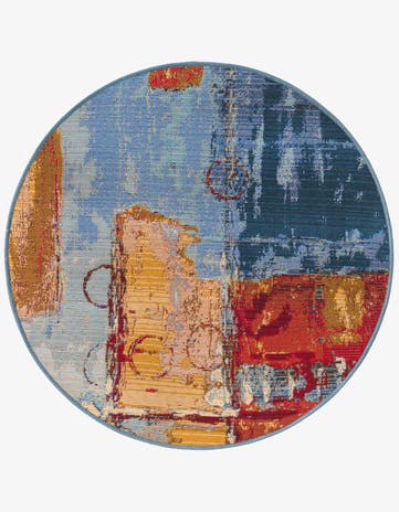 2' 7 x 2' 7 Easy-Clean Modern Indoor / Outdoor Round Rug