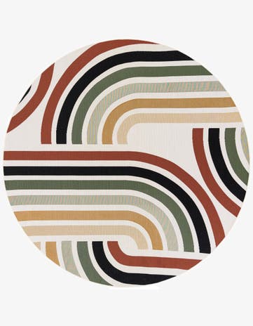 7' 10 x 7' 10 Easy-Clean Modern Indoor / Outdoor Round Rug