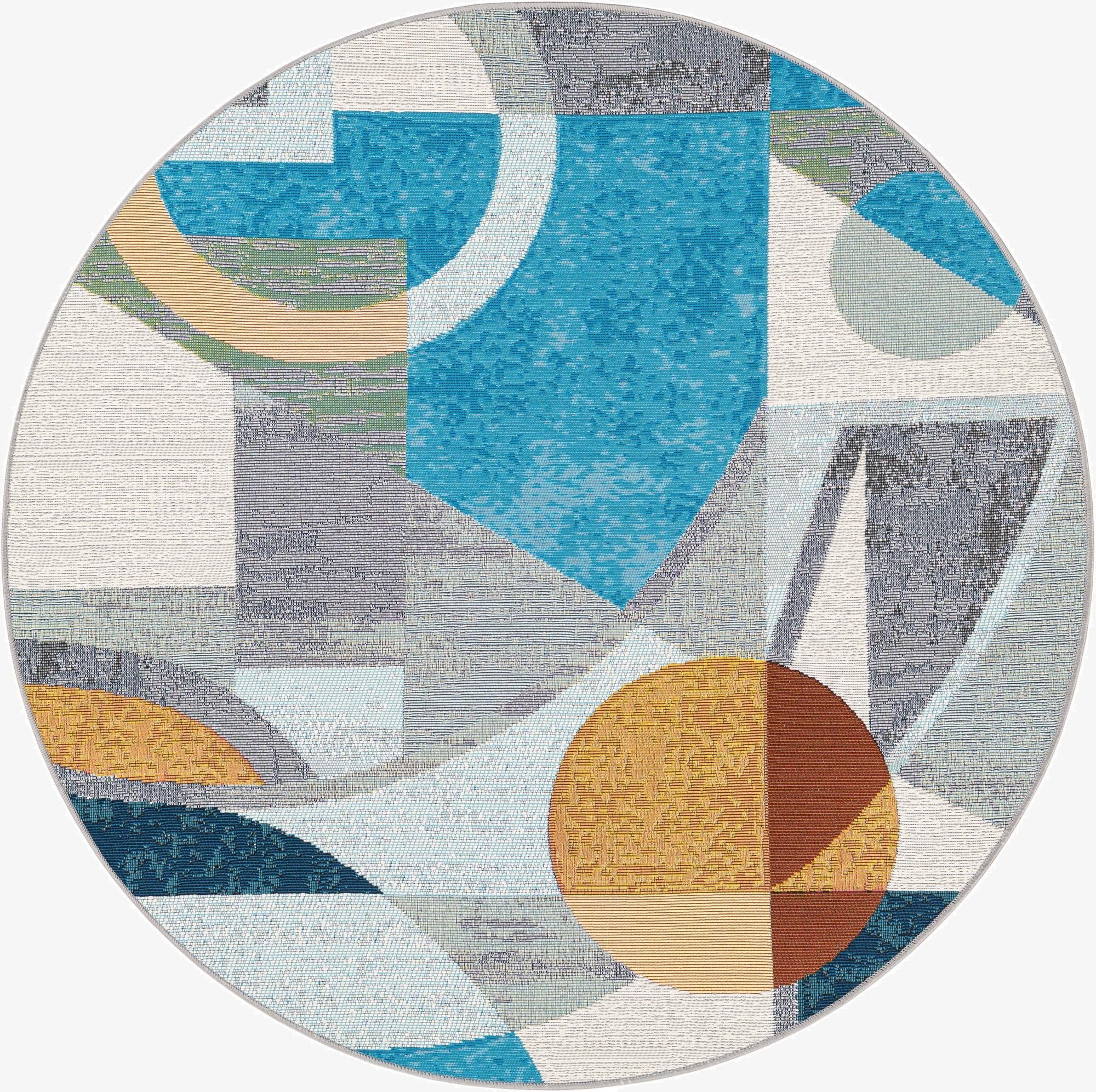 4' 1 x 4' 1  Washable Modern Indoor / Outdoor Round Rug