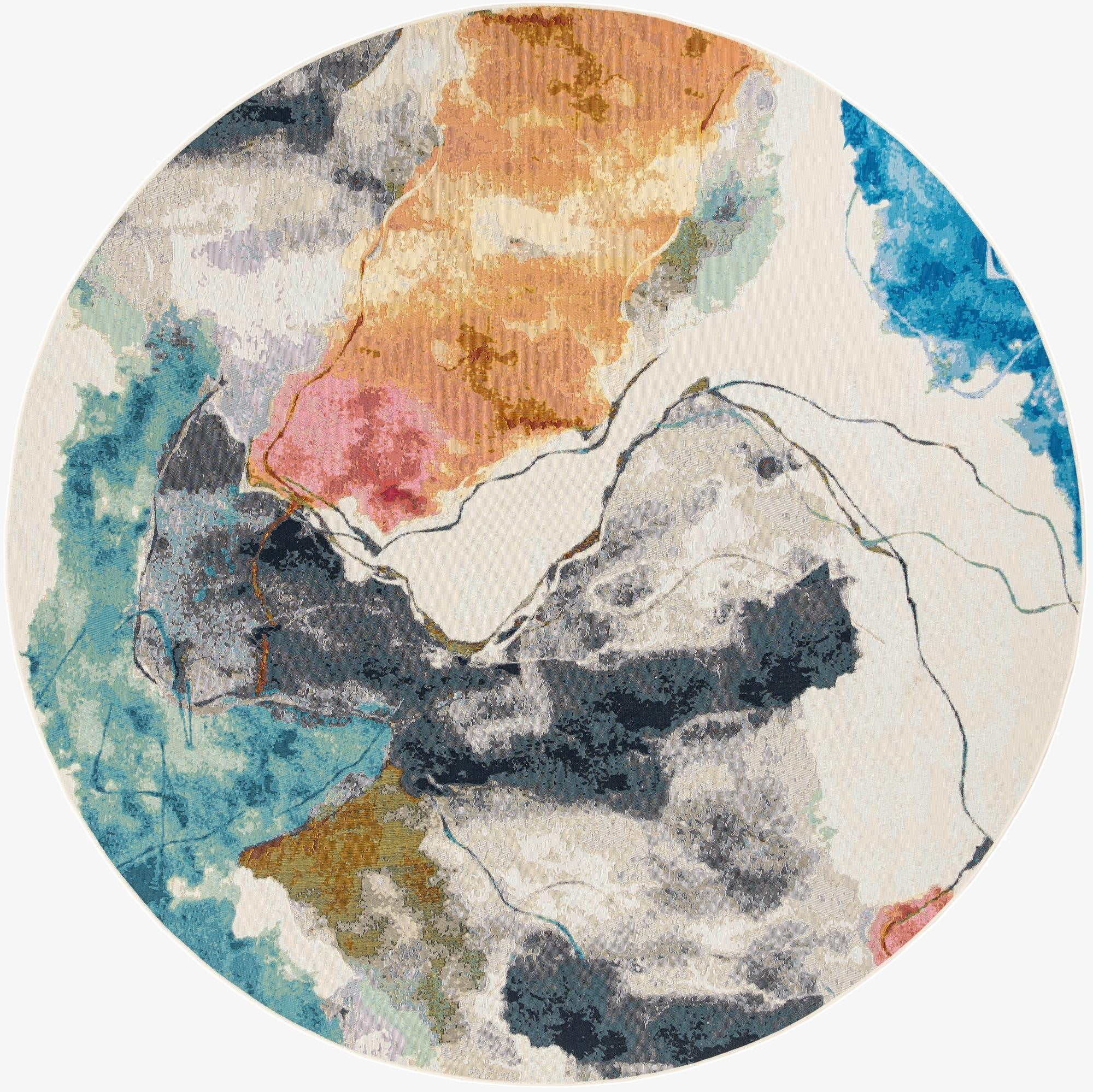 10' x 10'  Washable Modern Indoor / Outdoor Round Rug