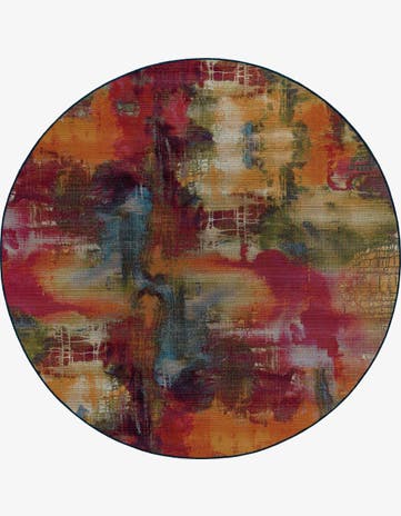 8' x 8' Easy-Clean Modern Indoor / Outdoor Round Rug