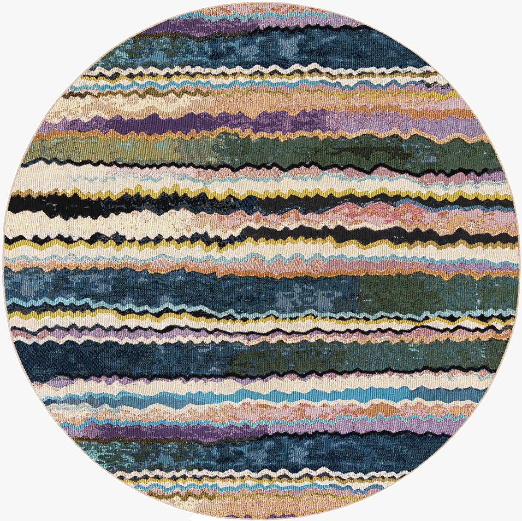 7' 10 x 7' 10  Washable Modern Indoor / Outdoor Round Rug