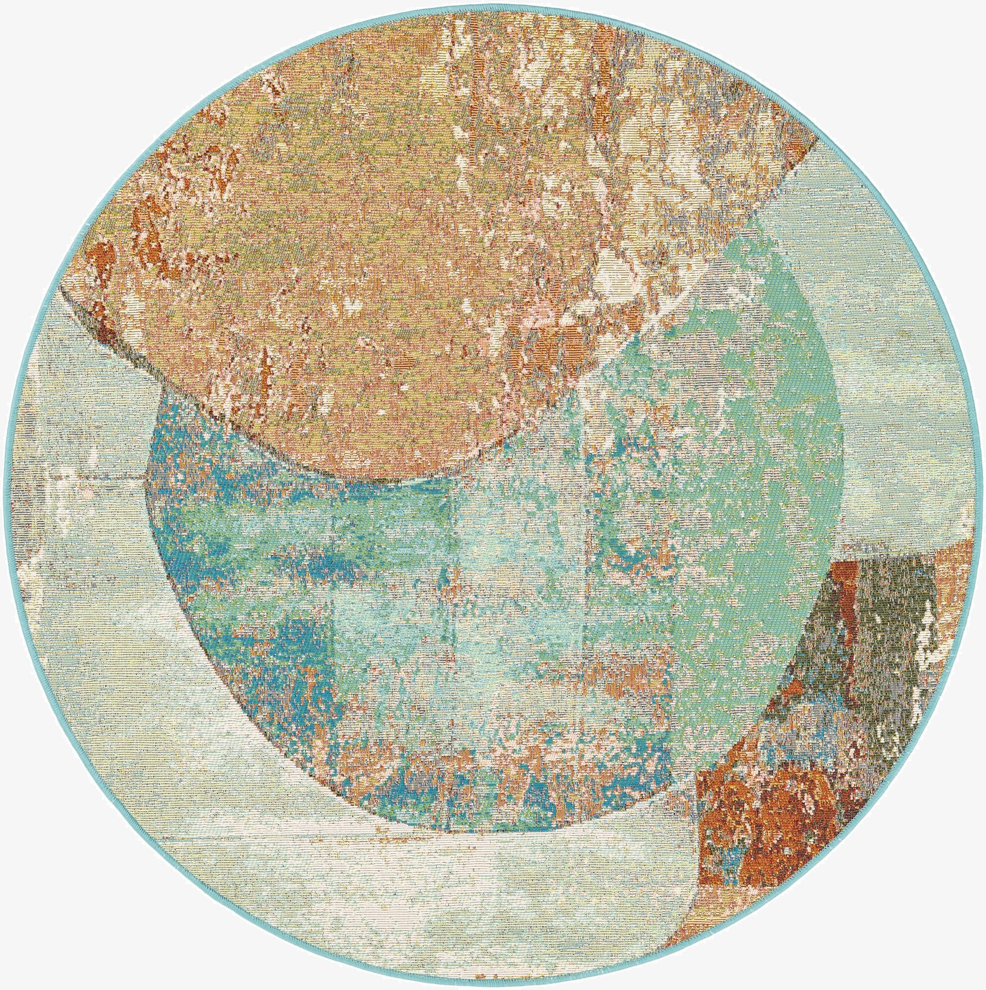 4' 1 x 4' 1  Washable Modern Indoor / Outdoor Round Rug