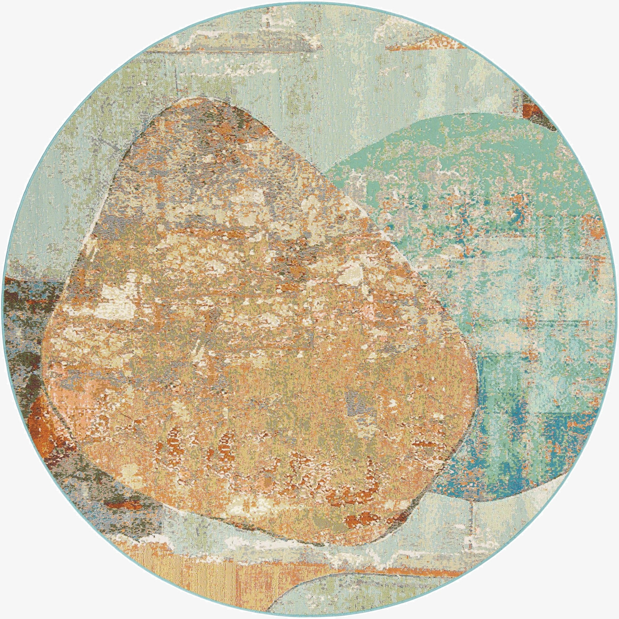 7' 10 x 7' 10  Washable Modern Indoor / Outdoor Round Rug