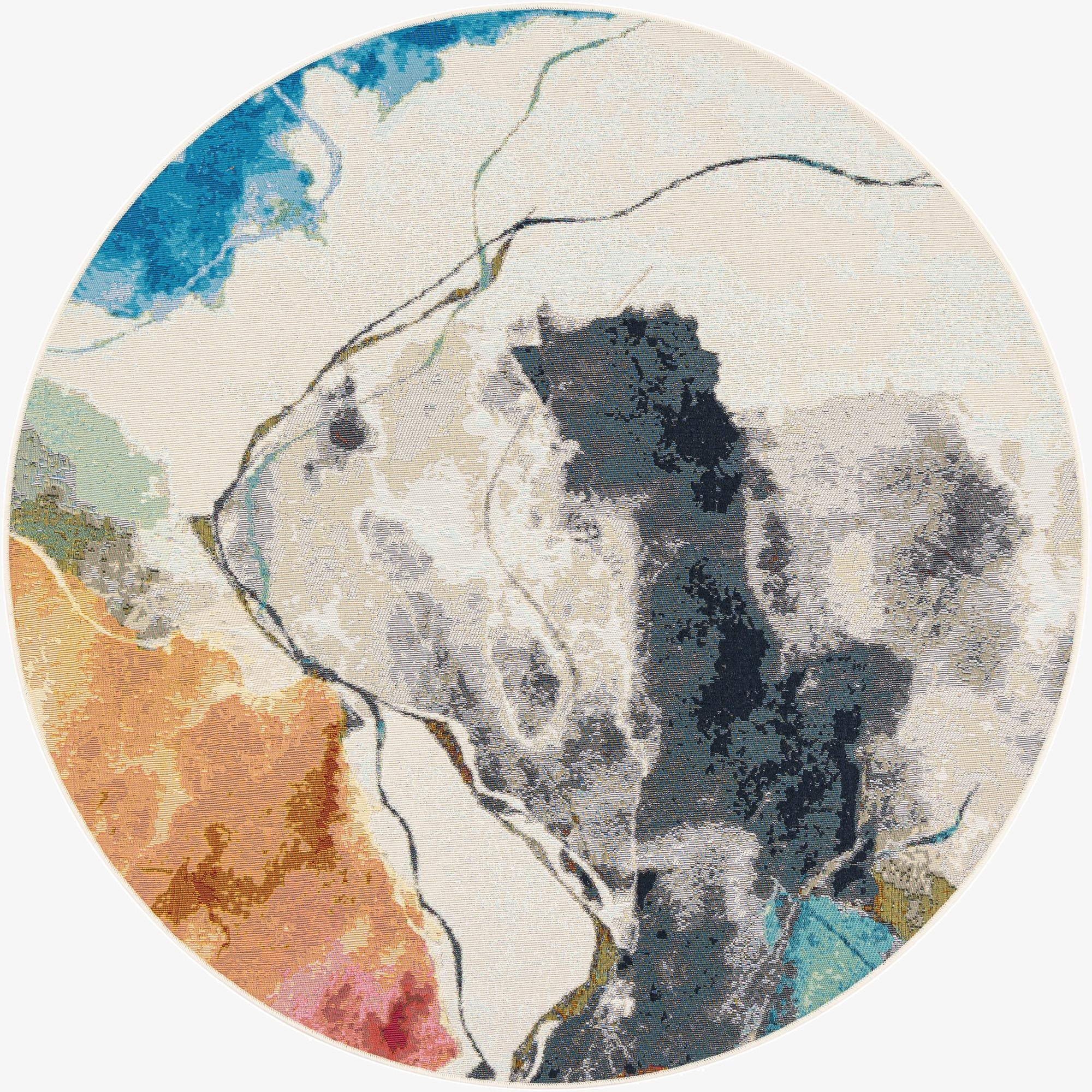 6' 1 x 6' 1  Washable Modern Indoor / Outdoor Round Rug