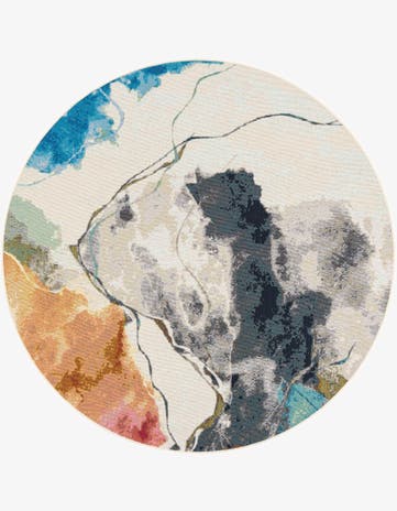 6' 1 x 6' 1 Easy-Clean Modern Indoor / Outdoor Round Rug