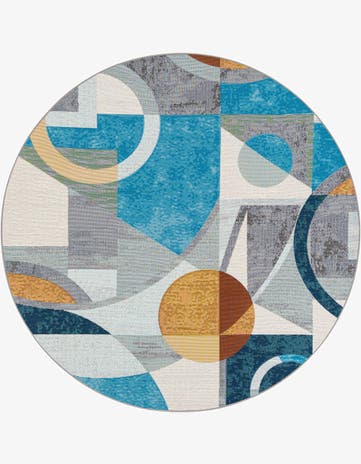 6' 1 x 6' 1 Easy-Clean Modern Indoor / Outdoor Round Rug