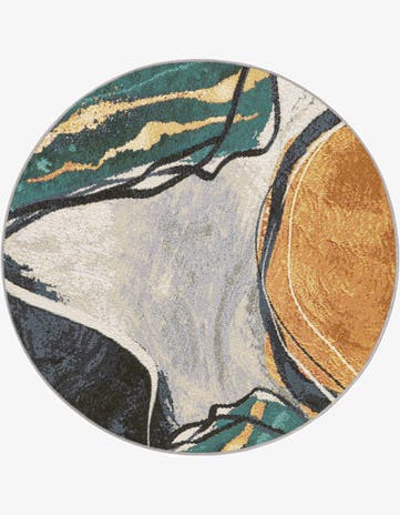 3' 3 x 3' 3 Easy-Clean Modern Indoor / Outdoor Round Rug