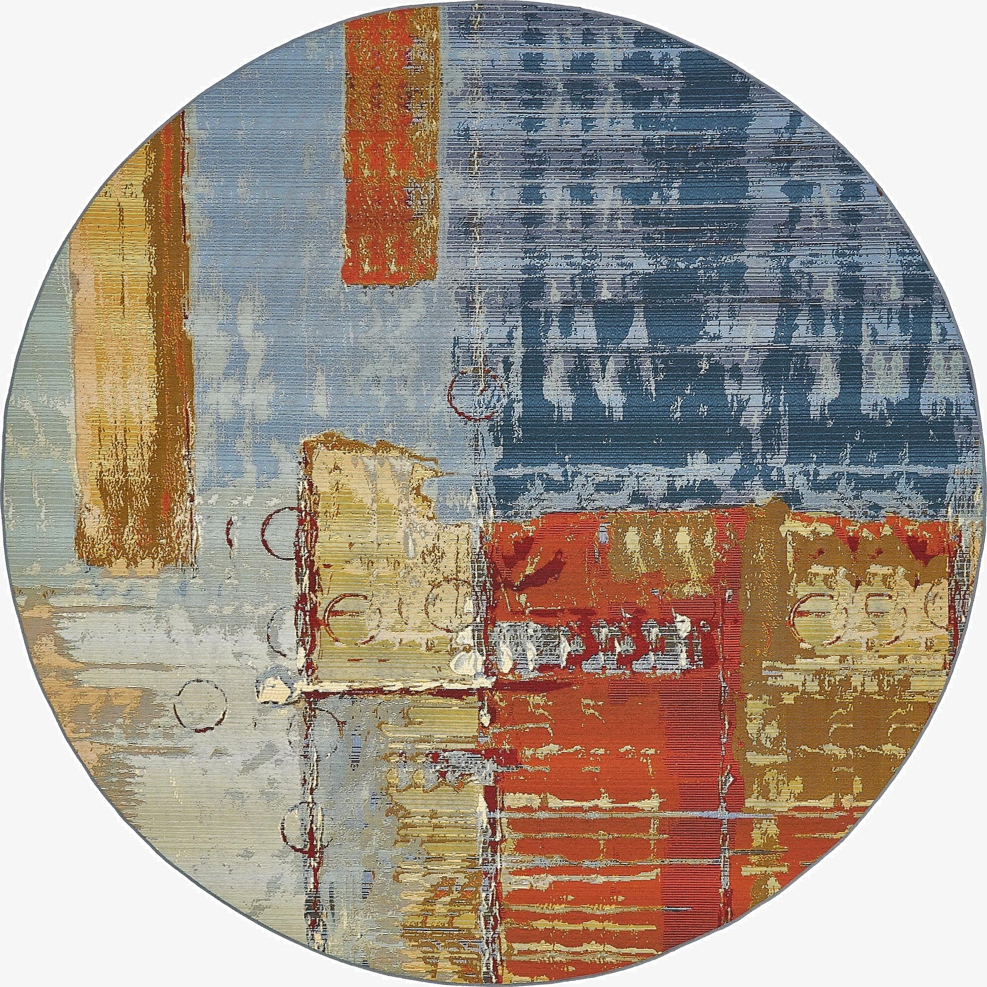 8' x 8'  Washable Modern Indoor / Outdoor Round Rug