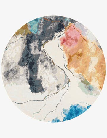 7' 10 x 7' 10 Easy-Clean Modern Indoor / Outdoor Round Rug