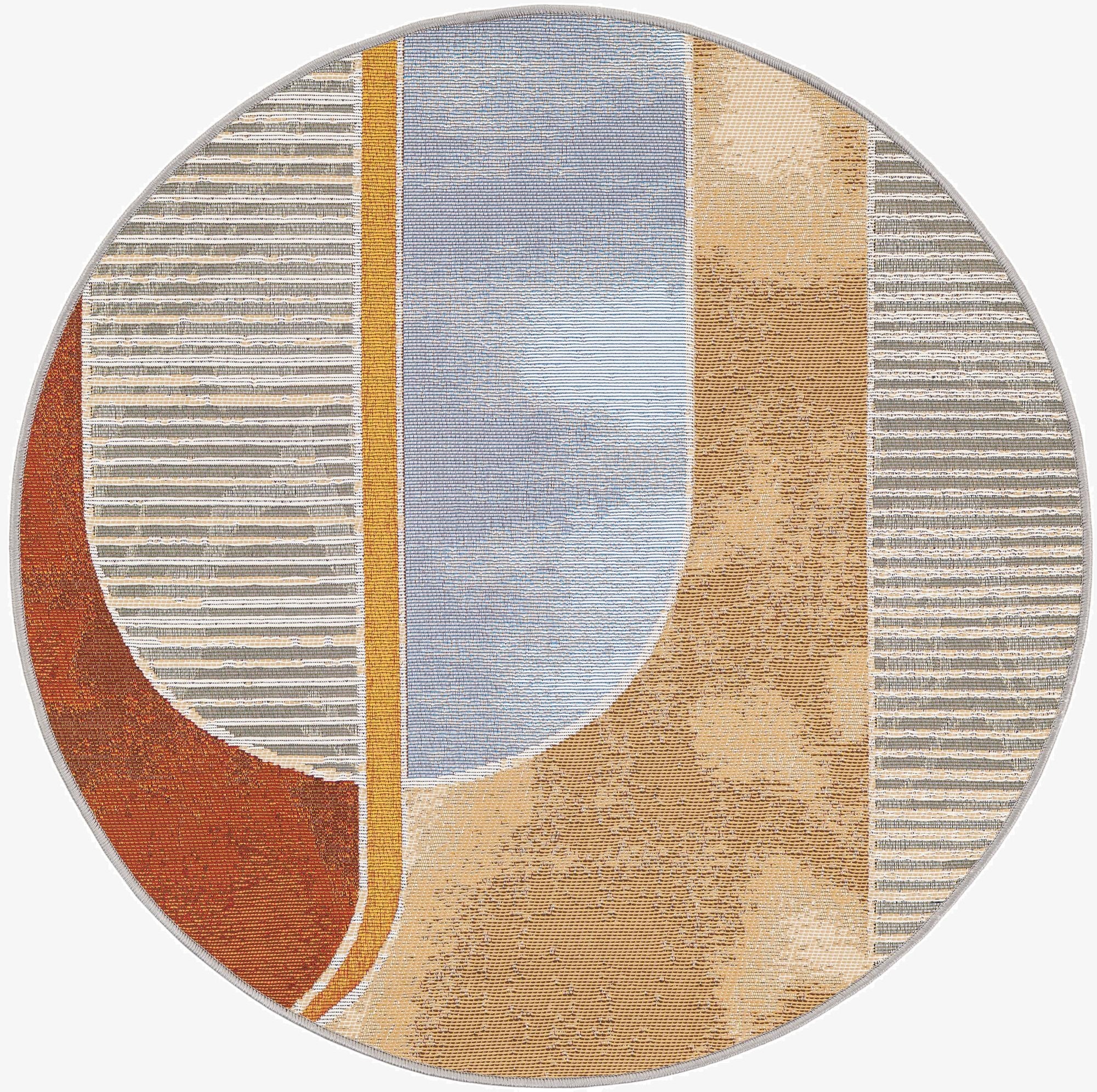 3' 3 x 3' 3  Washable Modern Indoor / Outdoor Round Rug