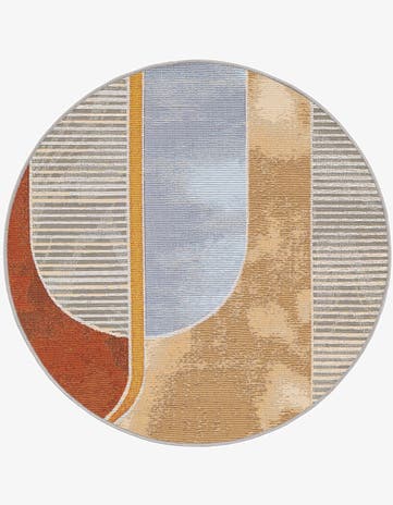 3' 3 x 3' 3 Easy-Clean Modern Indoor / Outdoor Round Rug