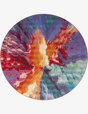 10' x 10' Easy-Clean Modern Indoor / Outdoor Round Rug