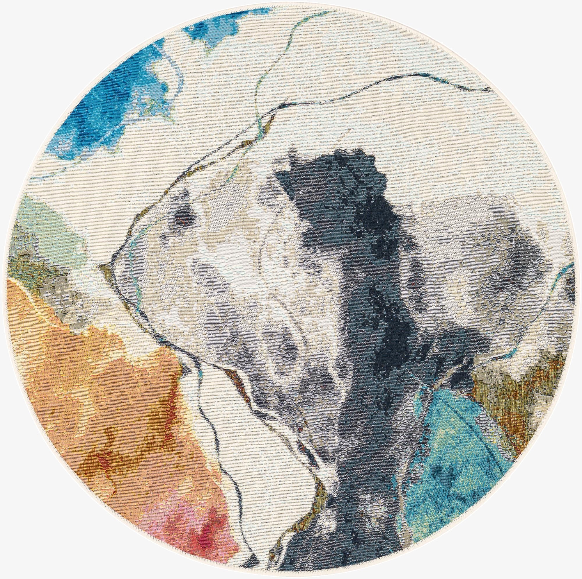 4' 1 x 4' 1  Washable Modern Indoor / Outdoor Round Rug