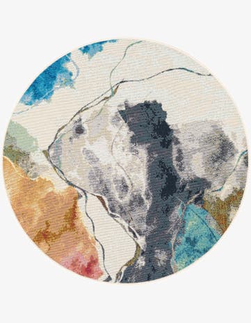 Easy-Clean Modern Indoor / Outdoor Round Rug