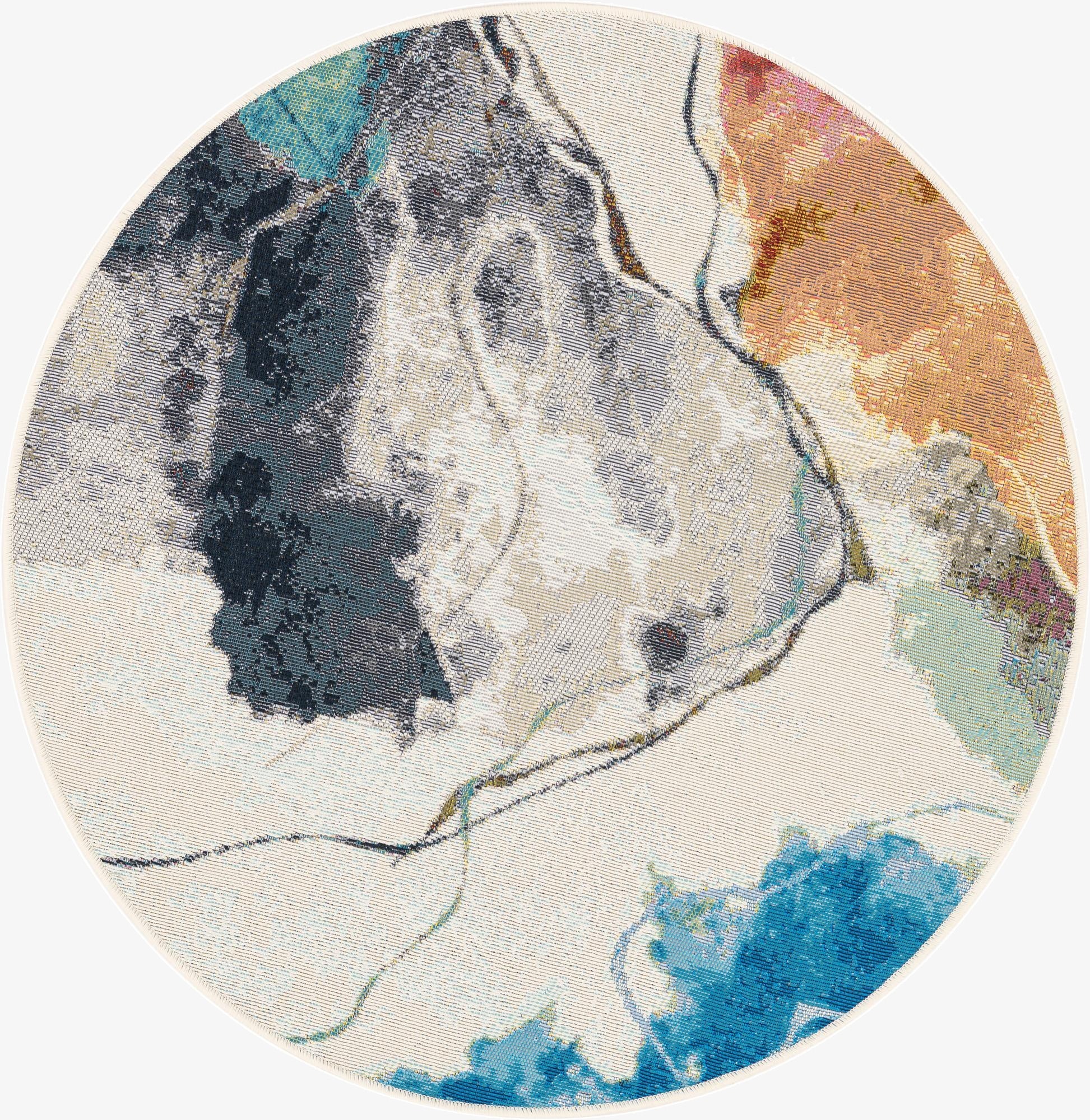 3' 3 x 3' 3  Washable Modern Indoor / Outdoor Round Rug