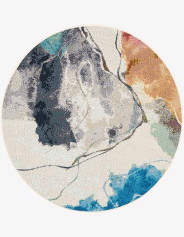 3' 3 x 3' 3 Easy-Clean Modern Indoor / Outdoor Round Rug