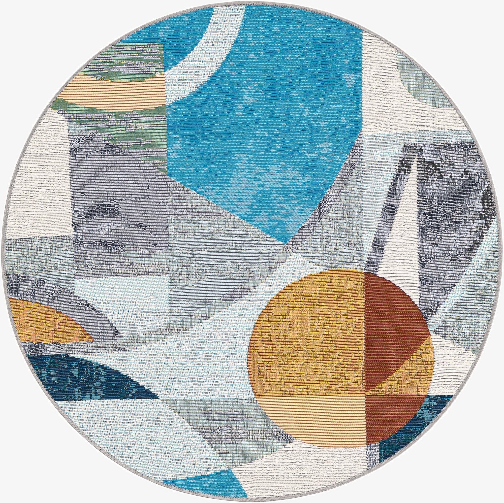 3' 3 x 3' 3  Washable Modern Indoor / Outdoor Round Rug